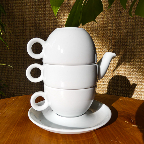 service à thé en pocelaine blanche